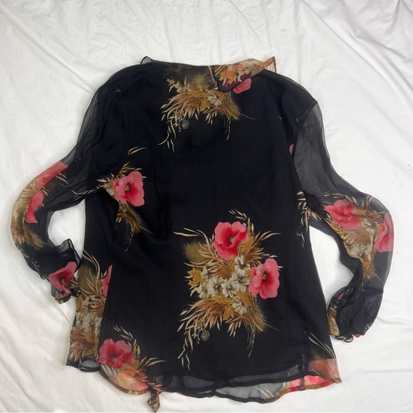 Missoni Silk Flowers Printed Blouse Long Sleeves Sz Large 100% Silk L020125 - Picture 2 of 6